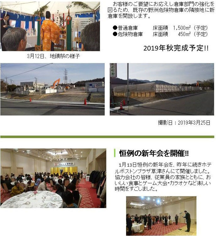 ICHIYANAGI NEWS　新倉庫工事、新年会